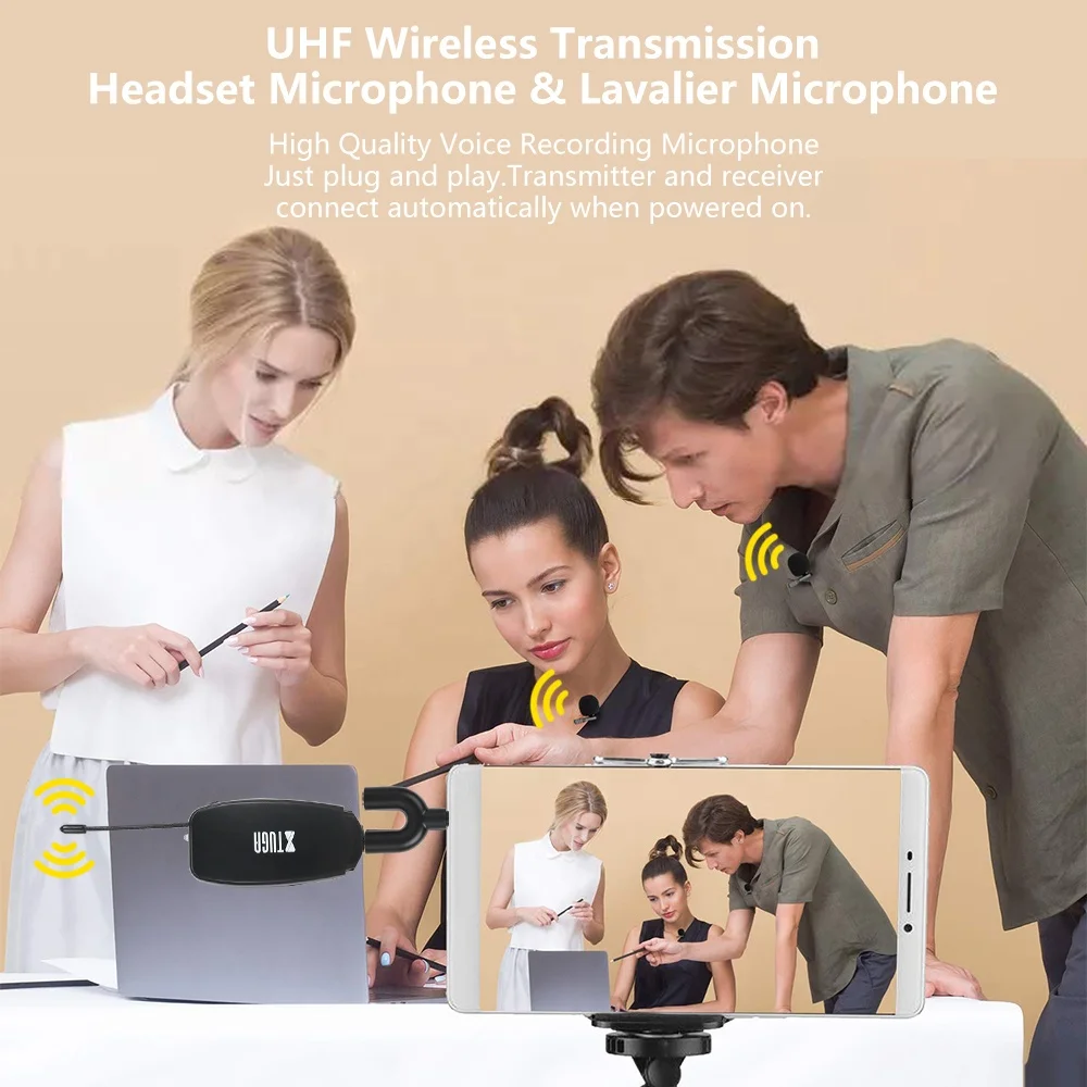 Sepuluh item TLF Xtuga KX-623 Mikrofon Headset Nirkabel UHF Logam Lavalier dengan Klip untuk Penggunaan Konferensi.