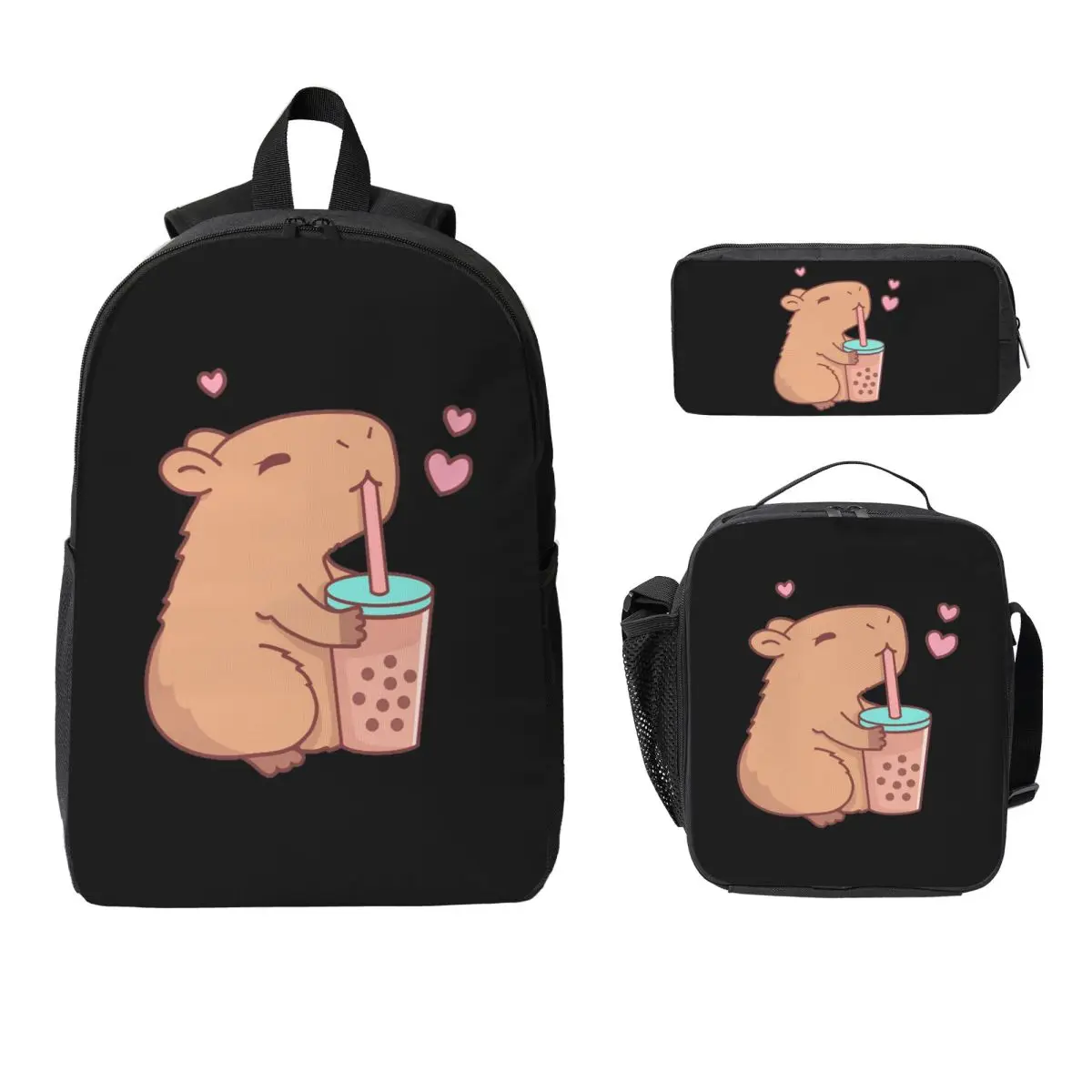 

Capybara Backpack Student Boys Girls BookBag School Bag Laptop Shoulder Bags 3ps Insulated Lunch Bag Pencil Case