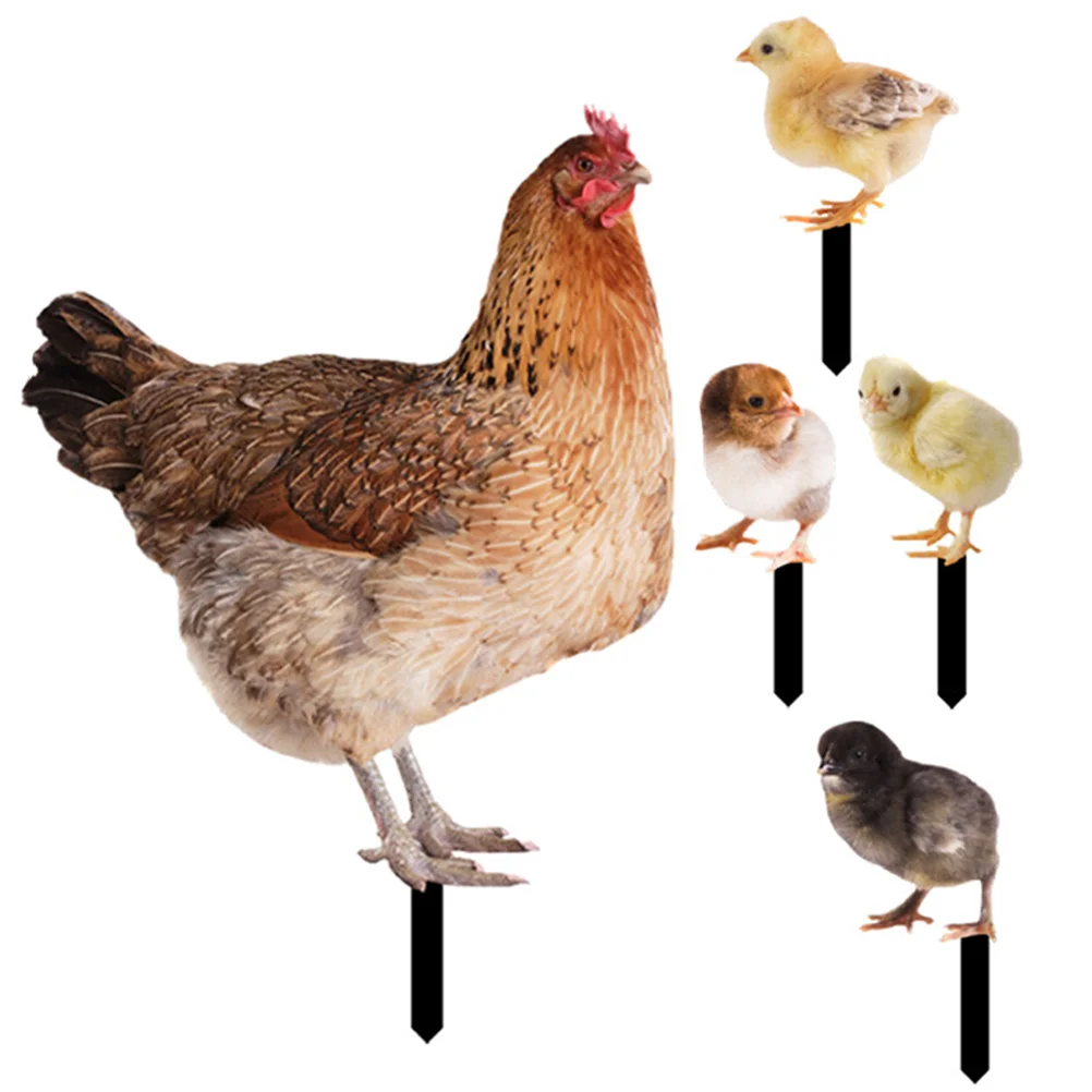 

Hen Chick Ground Plug Yard Decoration Chicken Yards Decorative Ornament Outdoor Garden Stakes Lawn Sign Decorations Acrylic