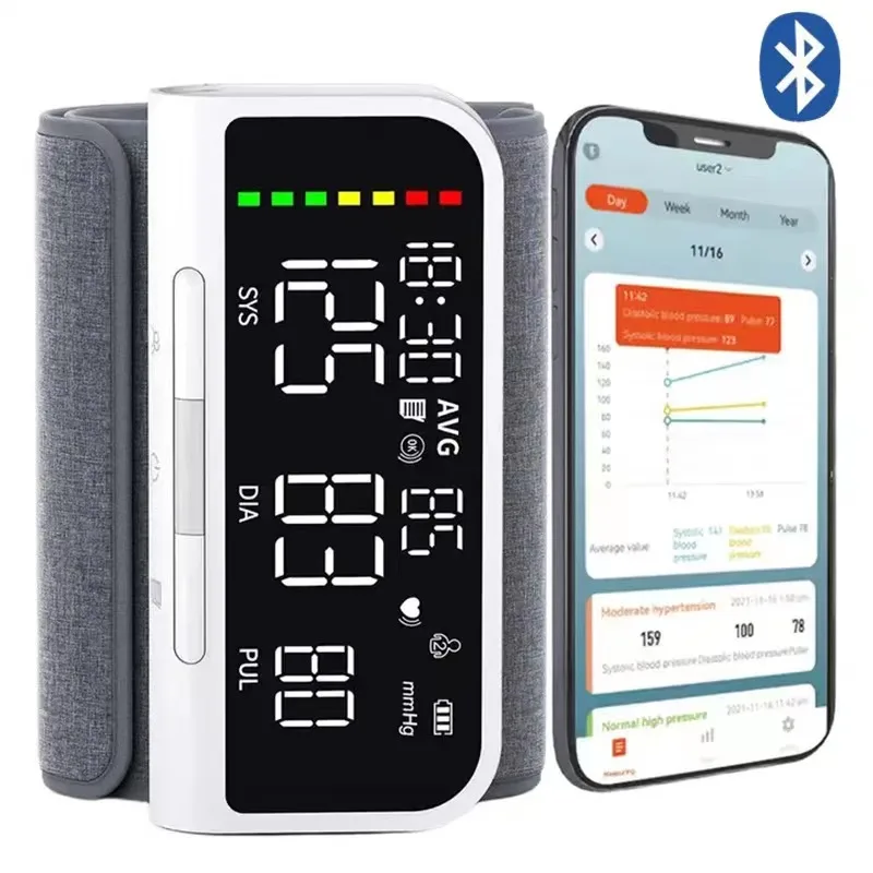 Bluetooth blood pressure monitor arm sphygmomanometer USB digital precision intelligent LCD large-screen blood pressure monitor