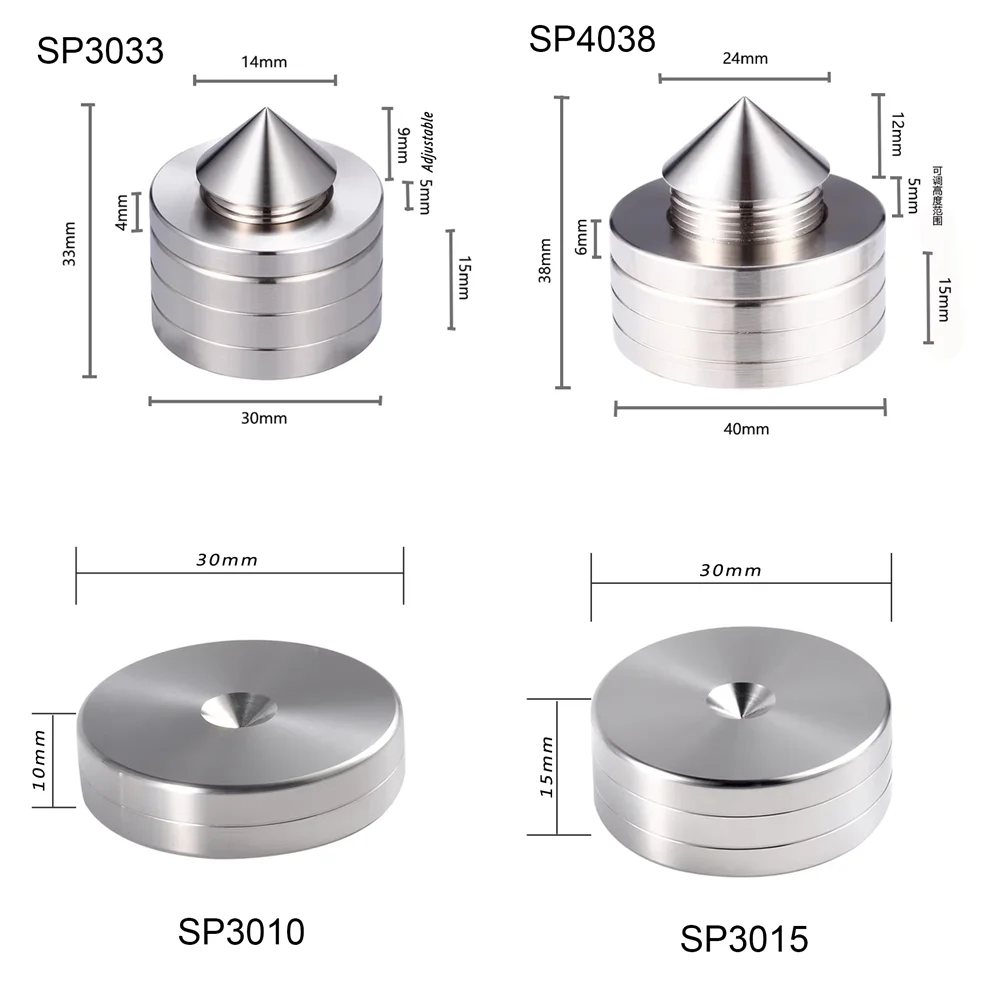 

HiFi 4Pcs SP Series 30*33mm/40*38mm Aluminum Speaker Nails Isolation Stands Shock Absorber Pad Feet for Speakers Amplifier