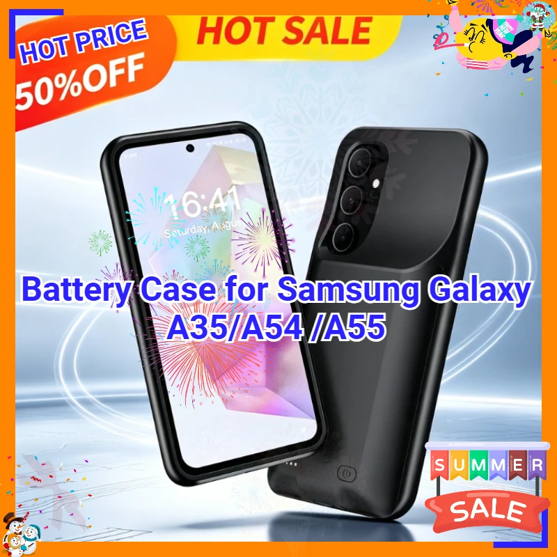 SWZY Portable Battery Charger Case 10000mAh for Samsung Galaxy A55 A54 A35 Extended Battery Pack Charging Cover Power Bank