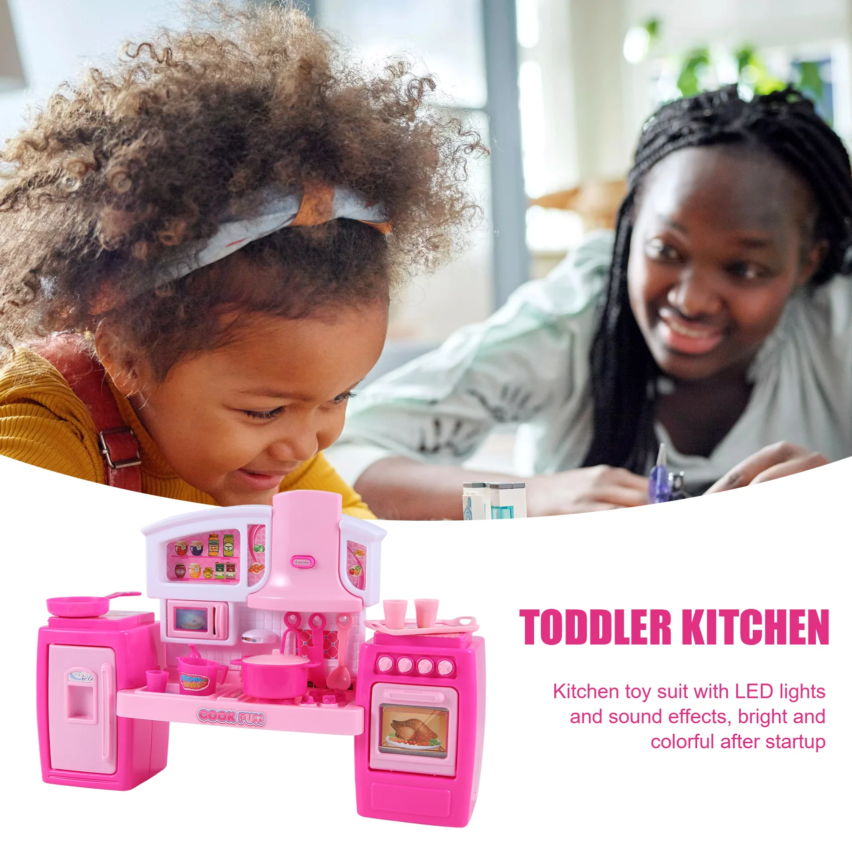 BAAA-Cooking Toys Set Music Pretend Accessories Kitchen Toys Set Kitchen Game Play Cooking Utensils Set for Kids - Pink