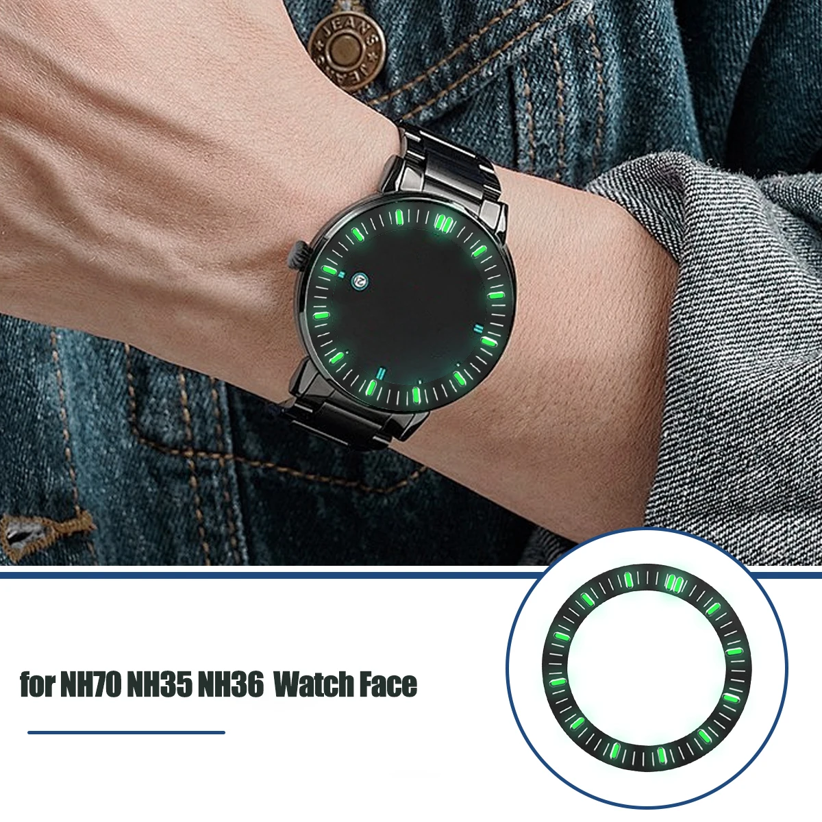 31 مللي متر قرص ساعة لساعة NH70 NH35 NH36 وجه ساعة أبيض/أخضر جيشي/وردي/أزرق/ذهبي/أسود/رمادي بطلب أخضر مضيء