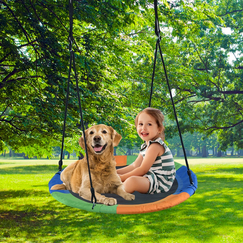 

Saucer Swing 300KG Weight Capacity Flying Saucer Round Tree Swing Play Set 900D Oxford with Adjustable Ropes for Kids Outdoor