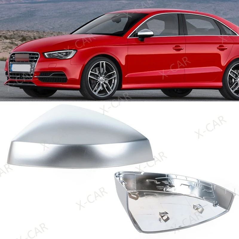 

1Pair Matte Chrome Rearview Side Mirror Cover House Shell Cap Lid For Audi A3 S3 8V 2013-2018 / RS3 8V 2015-2018