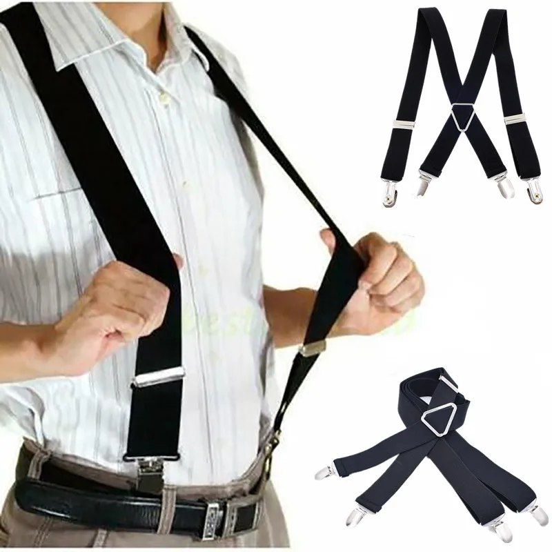 กว้าง 2.5 ซม.ผู้ชาย Suspenders ผู้หญิงปรับผู้ใหญ่ Braces Suspender เด็กเด็กชายหญิงอุปกรณ์จัดงานแต่งงาน 4 คลิป