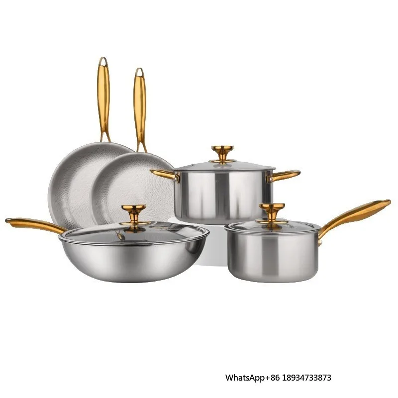 

Набор посуды из 4 предметов из чистого титана с антипригарным покрытием, технология без покрытия, трехслойная нержавеющая сталь, безопасная для индукционной сковороды в духовке