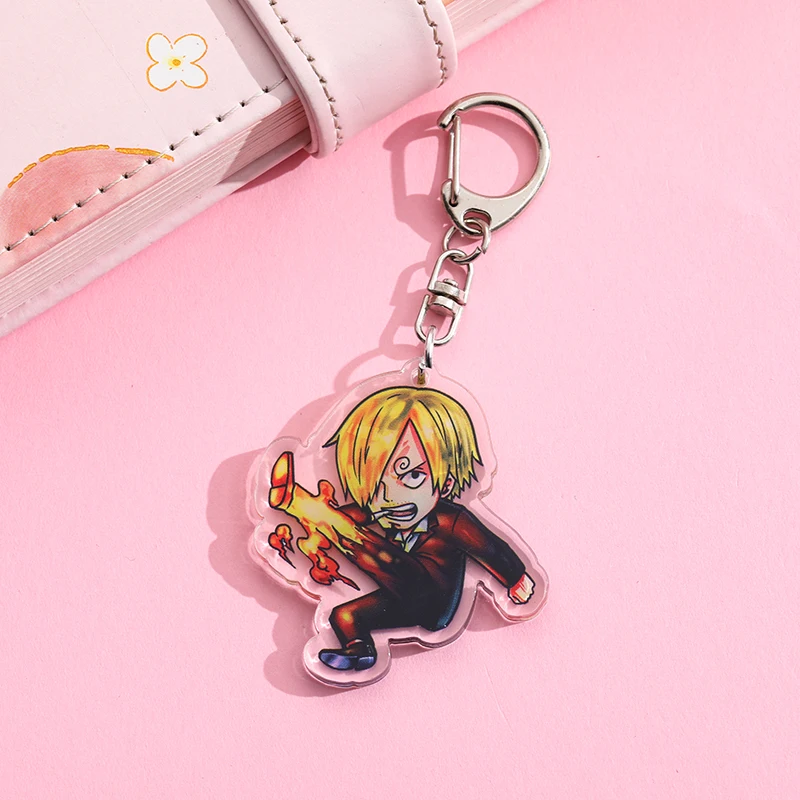 One Piece Cartoon Keychains Anime Action Figures Monkey D. Luffy Zoro Nami Usopp Charm Backpack Pendent Keychian Toys Kids Gifts