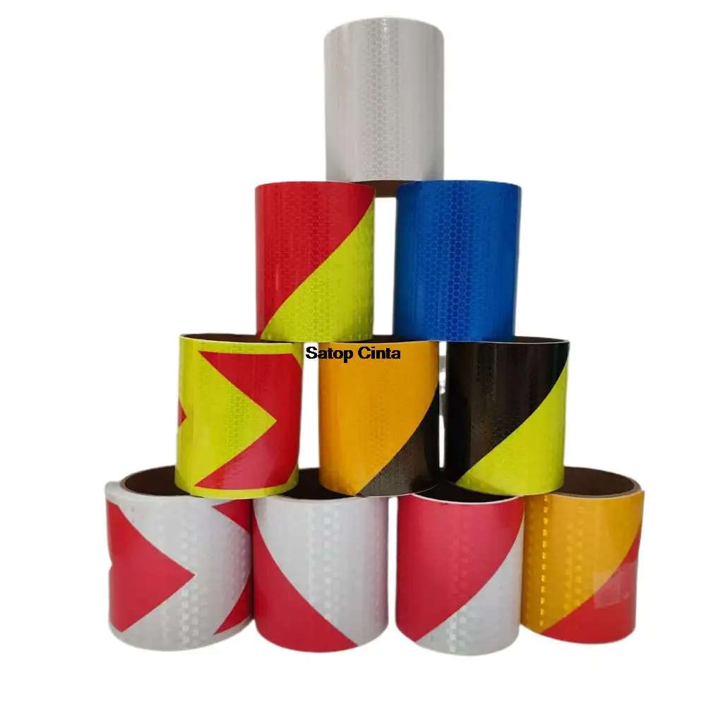 10cm*1m DIY Reflective Tapes Strong Adhesive Waterproof Hazard Twill Arrow Safety Warning Stickers Reflectors Conspicuity Strips
