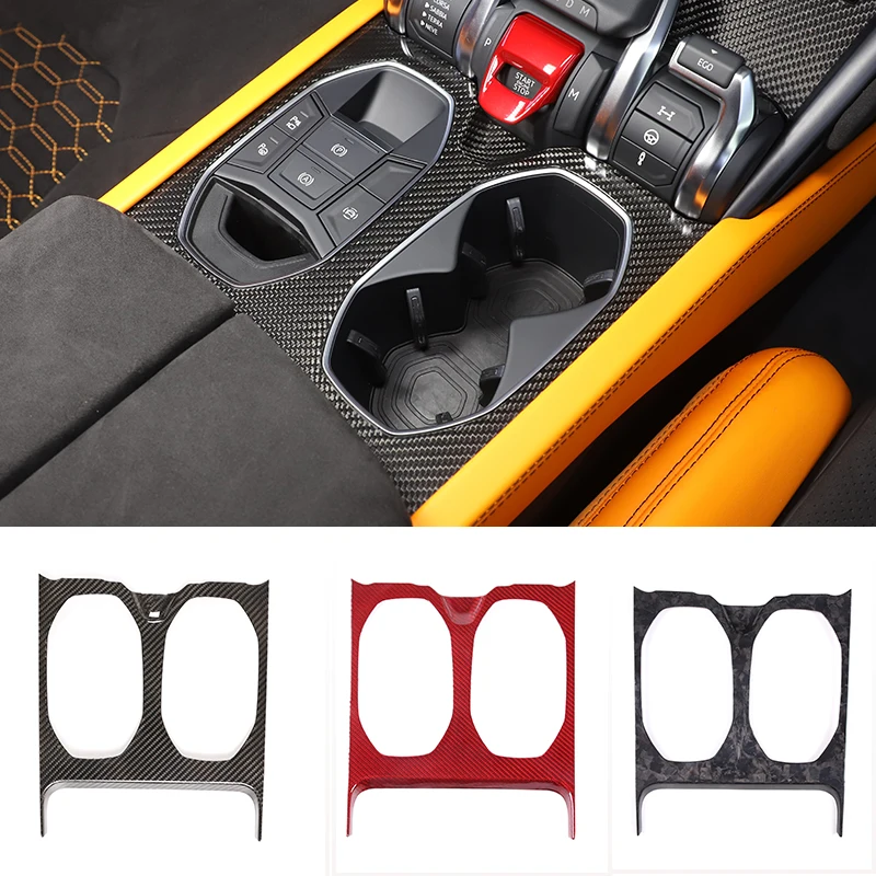 

Cup holder panel decoration For Lamborghini URUS 2018-2023 Carbon fiber Car decoration Black Red Forging pattern car acesssories