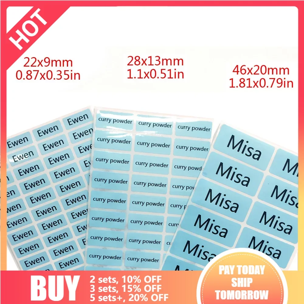 3Size Blue Custom Name Stickers Waterproof Personal Office Supplies Tags Labels Children Scrapbook School Stationery Sticker Set