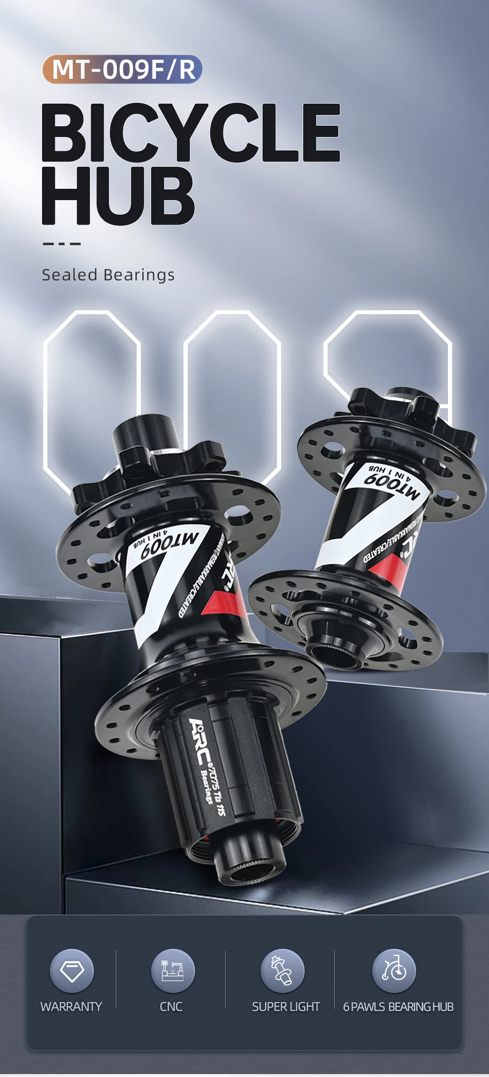 ARC Hub Mountainbike Hub 009 HG / MS / XD 32 Löcher 6 Disc Bolzen J-Biegen MTB hub NBK Disc Lager Zyklus Felge Hub HG 12 Geschwindigkeit – Detail 1