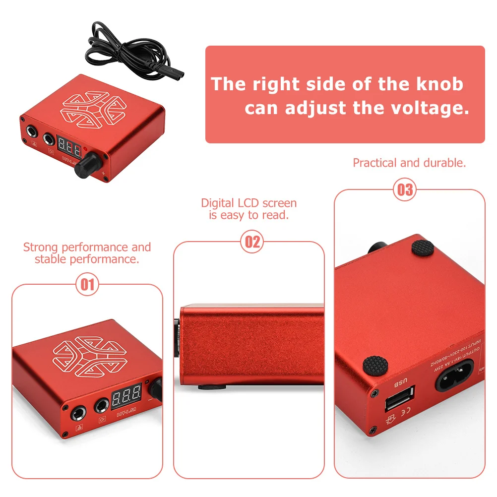 

Регулятор напряжения питания премиум-класса со светодиодным дисплеем, цифровой экран, корпус из алюминиевого сплава для тату-машины, USB-выход, вилка стандарта США