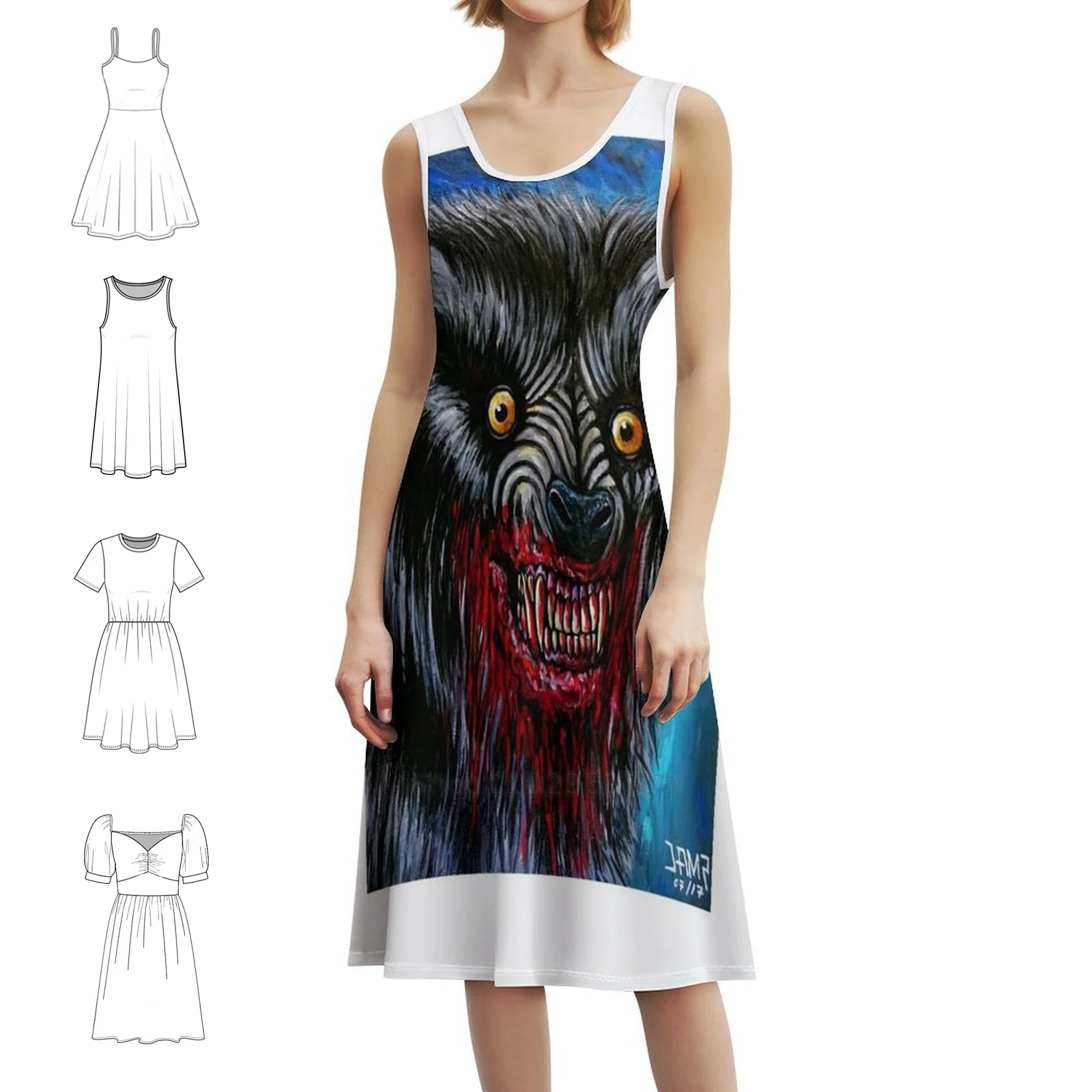 

Werewolf ( An American Werewolf In London ) Women's Elegant Party Dress A-Line Dress With Short/Long/Sleeveless Options
