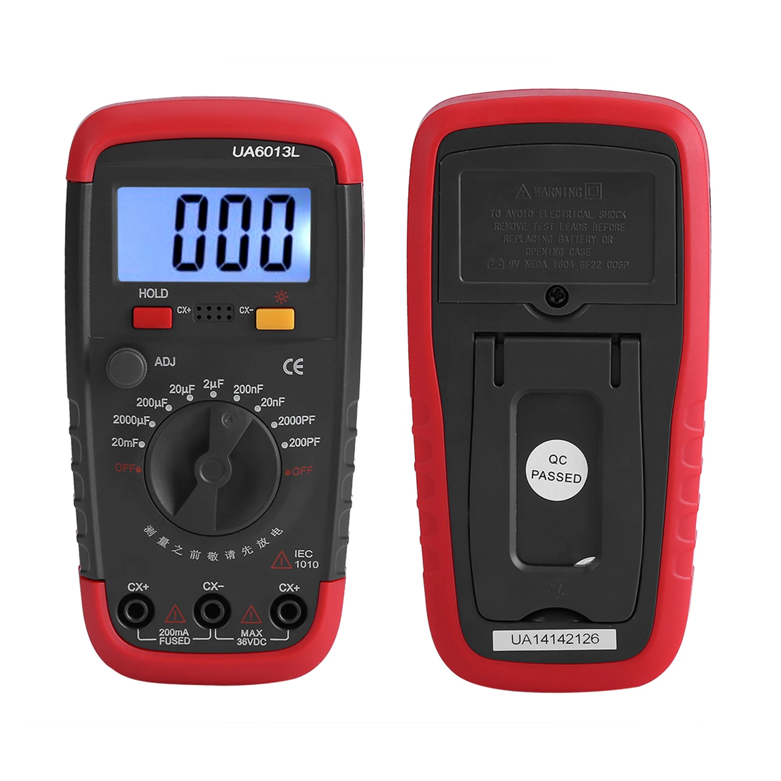 UYIGAO Digital Battery Powered Capacitan Capacitor Meter Tester 6013L LCD Display