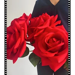 Aqumotic Giant Roses with Stem Fake Red Rose Plant Decor 1pc Eternal Flower Rosas Rojas Forever Artificial Flowers for Girl