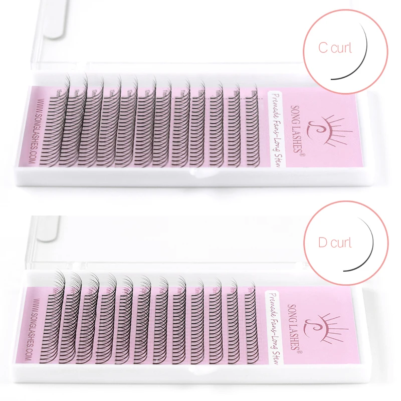 Song Lashes Long StemPremade Fans for Eyelash Extension Pure Darker Black High Quality Promade fans lashes