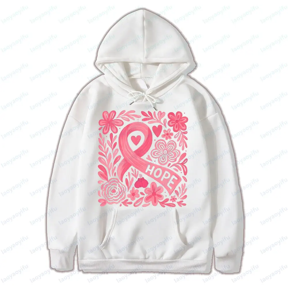 Boho Floral Breast Cancer Awareness Kleidung Pink Ribbon Shirt Anti Cancer Support Apparel Damen Daily Life Motivation Hoodies