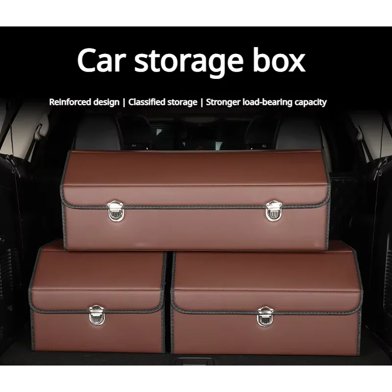 

Foldable Leather Car Storage Box with Multiple Compartments Multifunctional Car Organizer with Foldable Design Car supplies