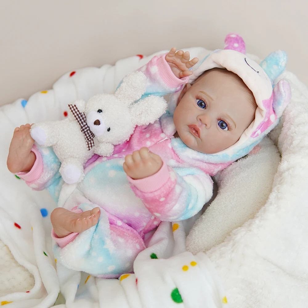 DOLL Realistic Newborn Full Silicone Vinyl Lifelike With Hair Heartbeat Magnetic Blinking Eyes Sleeping  Reborn Baby Dolls