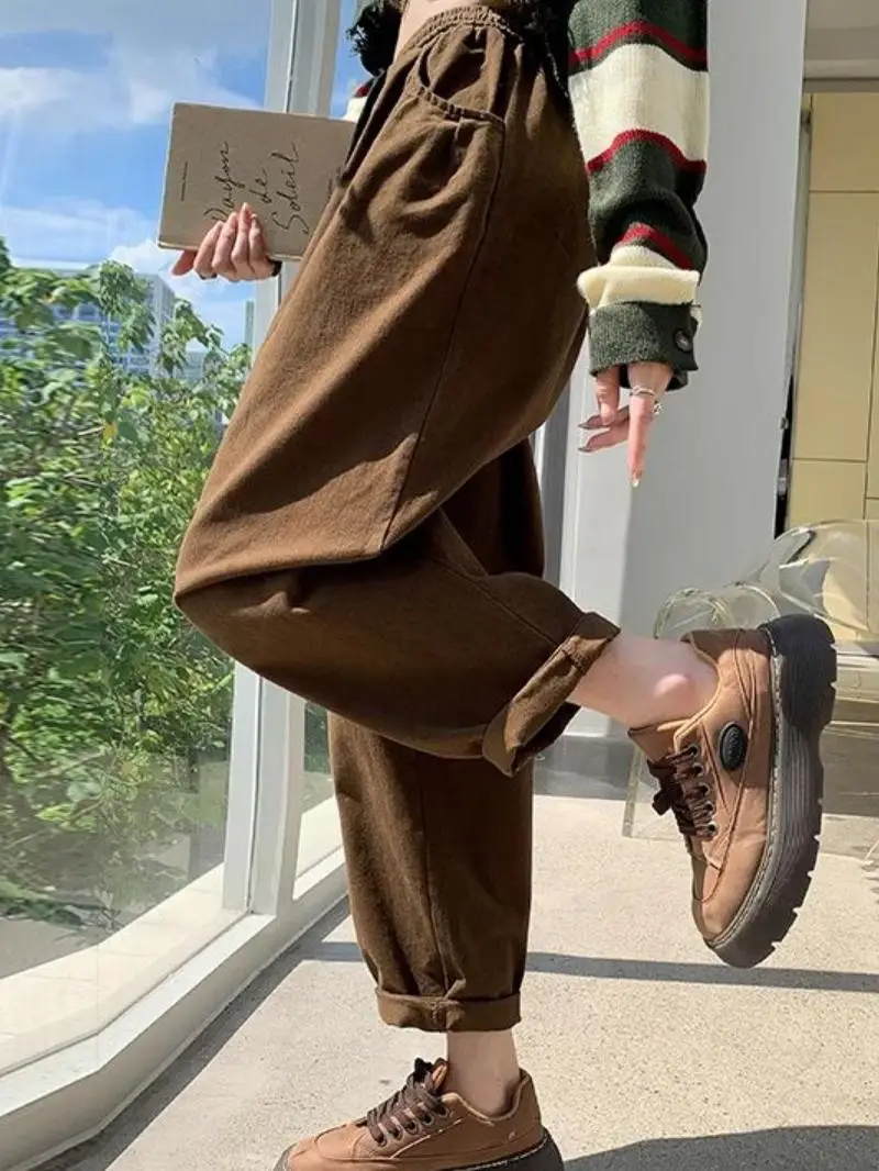 

plus Size Women's High Waist Workwear Dad Pants Loose Casual Spring Autumn Large 300 Pounds Retro Style Harlan Carrot Trousers