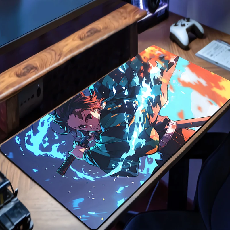 

Коврик для мыши D-demon Slayer Tanjiro, расширенный коврик для мыши с прошитыми краями, настольный коврик, нескользящая основа, коврик для компьютерной клавиатуры для ноутбука