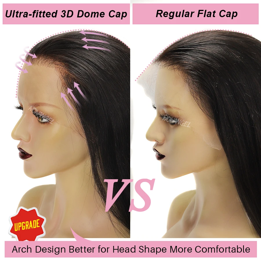 WOWANGEL Jet Black 13X6 HD Lace Frontal Wig Invisible HD Lace Melt Skin Silk Straight  Lace Front Wig Human Hair Wig Deep Part