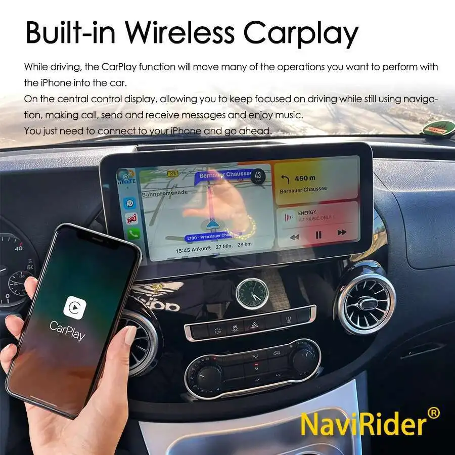 12.3 นิ้ว 2Din Android 14 รถวิทยุสําหรับ Mercedes Benz Vito 116 W447 2016 สเตอริโอ GPS นําทาง DSP Video CarPlay ผู้เล่น