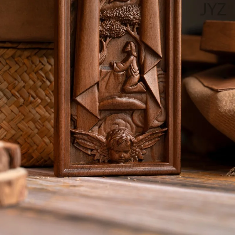 Wooden Easter Catholic Cross Jesus Statue Interior Wall Decoration, Religious Baptismal Gift
