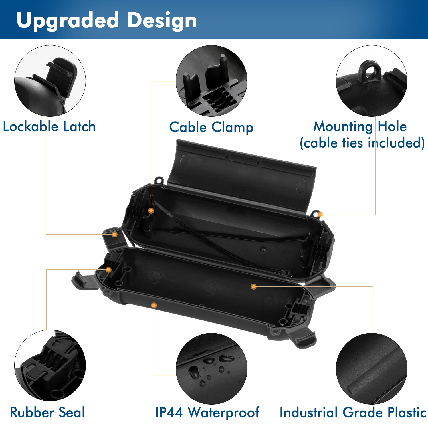 4 عبوات من صندوق توصيل خارجي صغير IP44 مقاوم للماء مع مزالج قابلة للقفل وفتحات تركيب