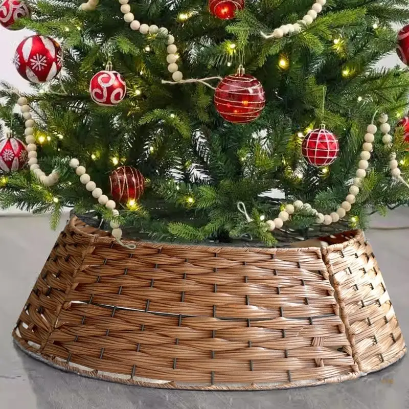 41XB Artificial Rattan Christmas Tree Surround Skirt Elegant Festival Tree Skirts