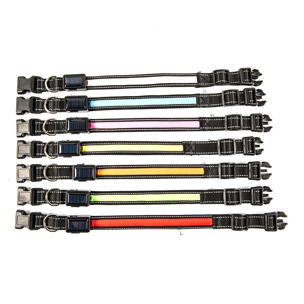 10pcs   Manufacturer Wholesale Multi-colors Energy Saving Environmental Nylon Led Pet Dog Collar Usb Solar Charging