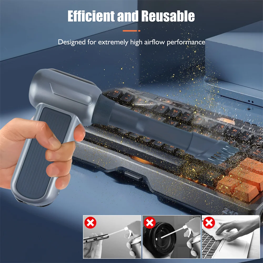 

80RPM Strong Turbo Jet Blower 3-Gear Adjustable Compressed Air Duster Brushless Motor for Car Detailing/Keyboard/Outdoor