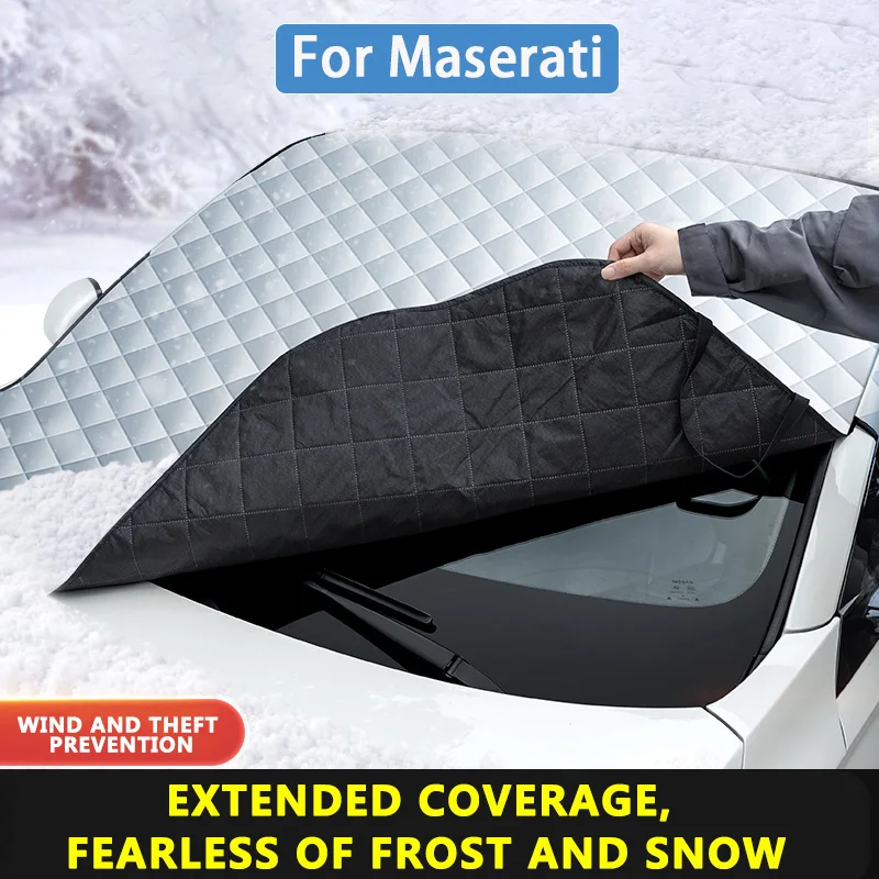 For Maserati Ghibli Levante Quattroporte S4 Grecale MC20 Car Snow Shield Front Windshield Snow Cover Protective Cotton Sunshade