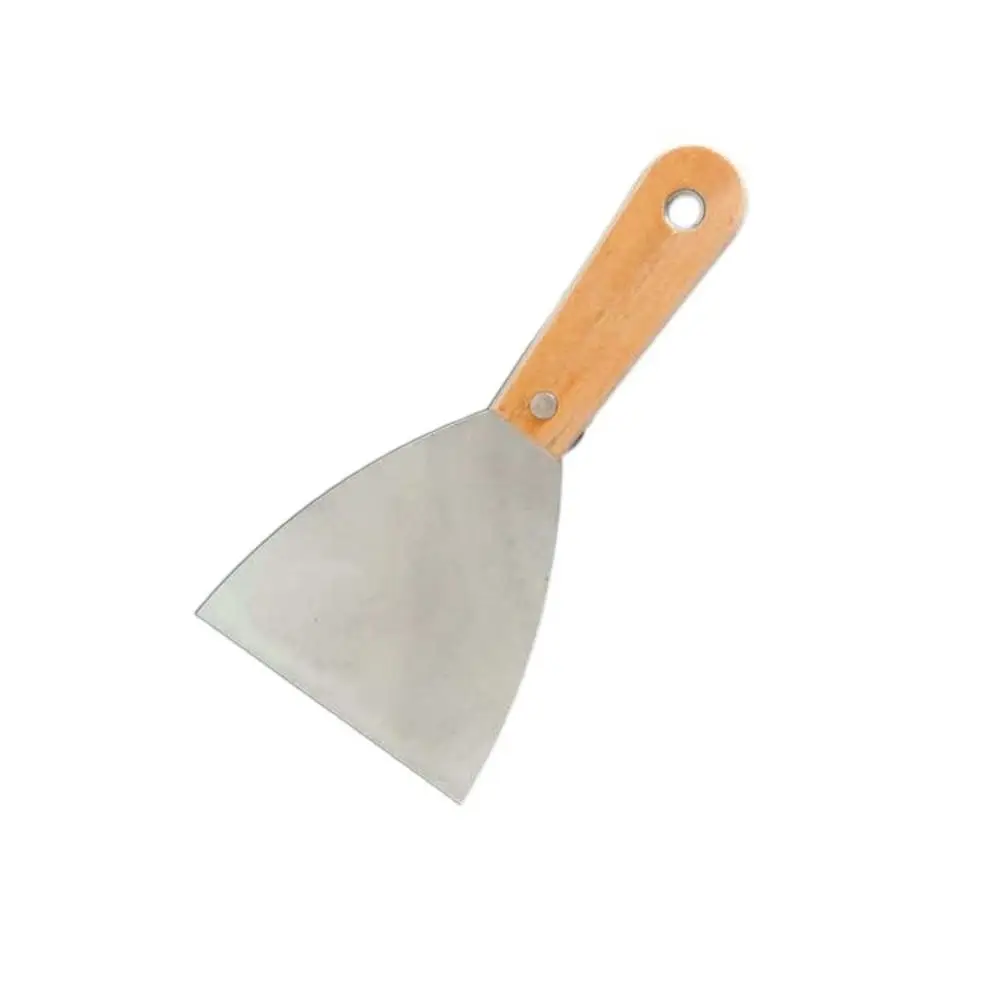 Raschietto per pulizia in acciaio inossidabile Manico in legno Maniglia antiscivolo Strumenti per pittura Paga materiali in gesso Raschiare le superfici Spatola per pulizia