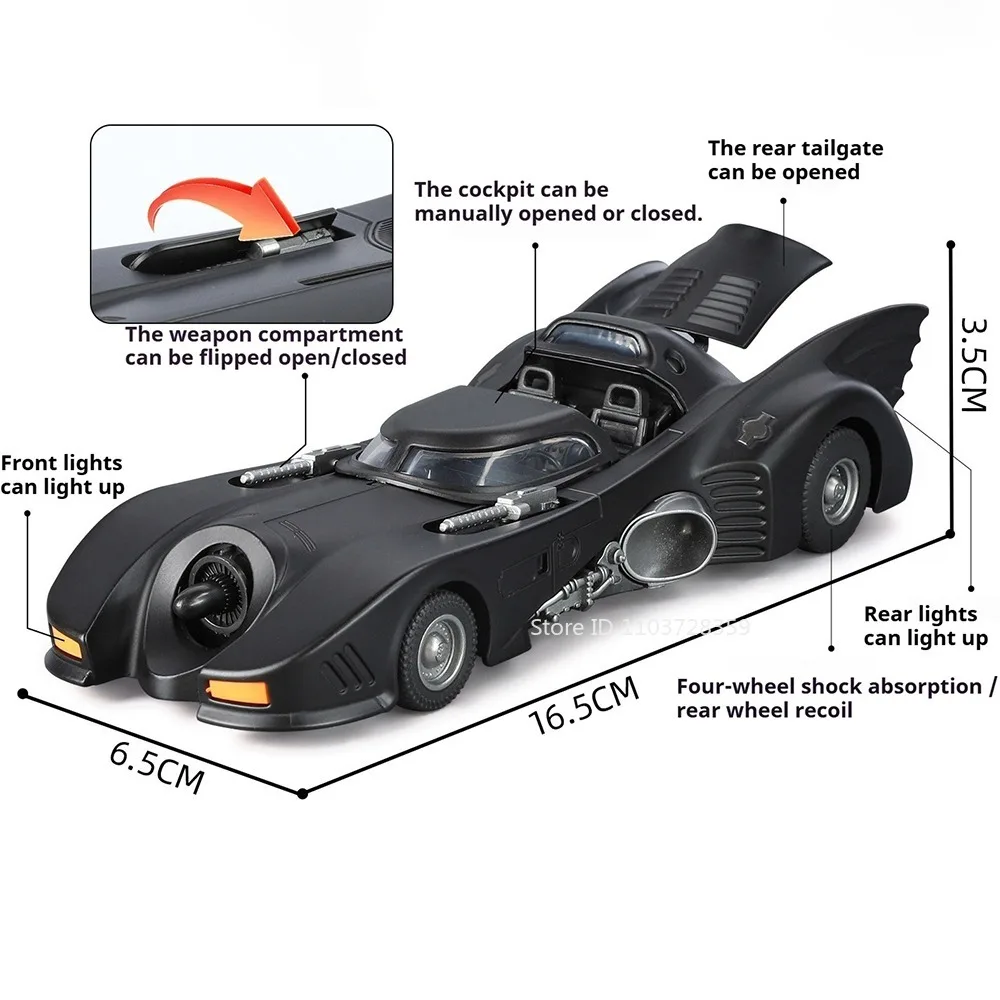 1:32 Bilancia Batmobile 1989 Supercar Modello Giocattoli In Lega Pressofusa Assorbimento Degli Urti Tirare Indietro Suono Luce Giocattolo Supercar Regali Di Natale