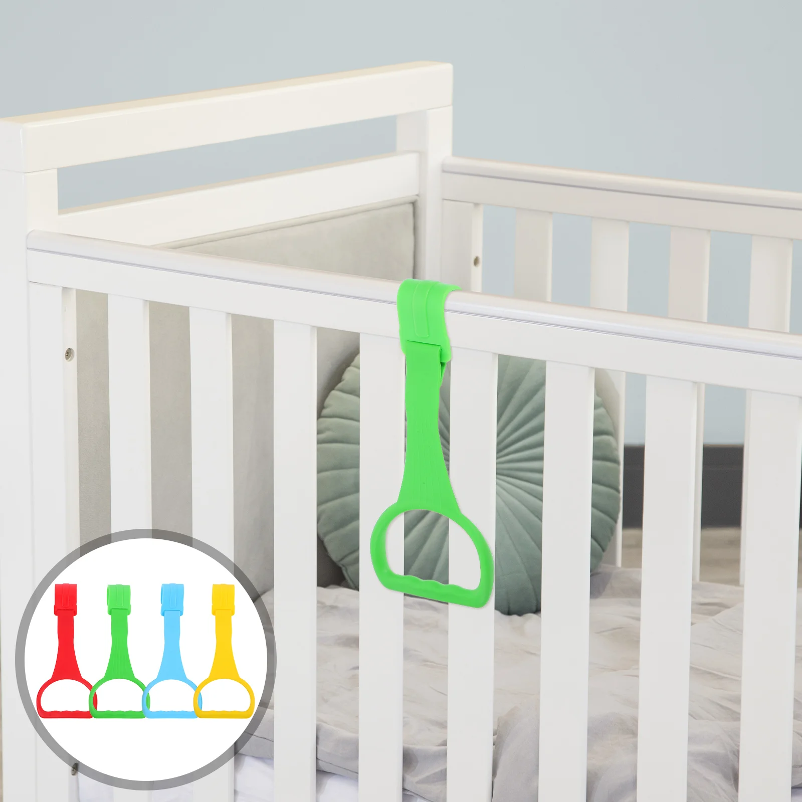 

4 pcs Baby Pull Up Rings Crib Hanging Training Walker Toddler Walking Assistant Standing Ring Playpen Crib Hook Strengthen
