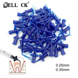 WELLCK Dental Disposable Plastic Syringe Tip Endo Irrigation Disposable Needle Tip for Dental Injection Medicine Refill