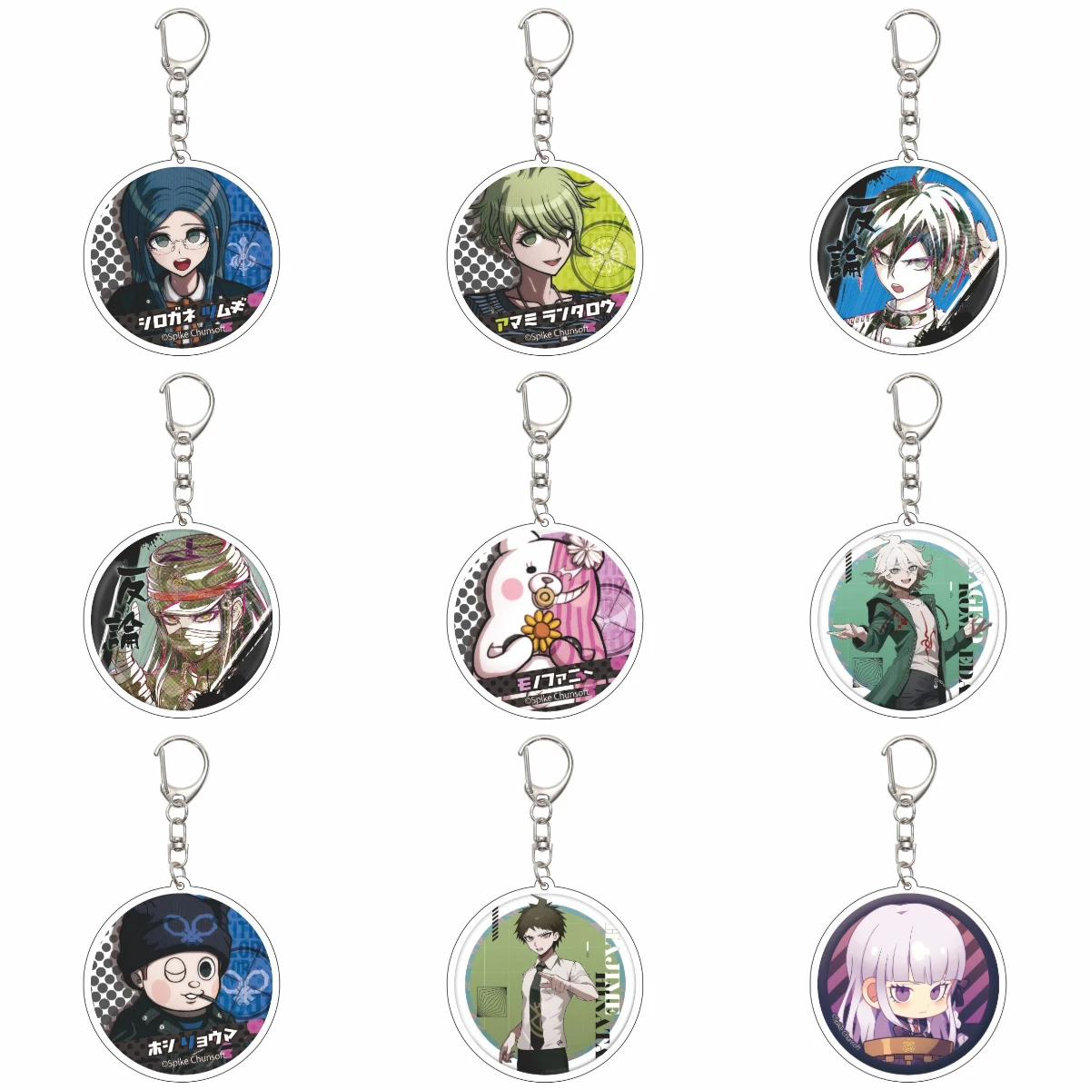 55MM Anime Danganronpa Keychain Aoi Asahina/Byakuya Togami/Junko Enoshima  Key Chain Acrylic Model Plate Christmas Gifts