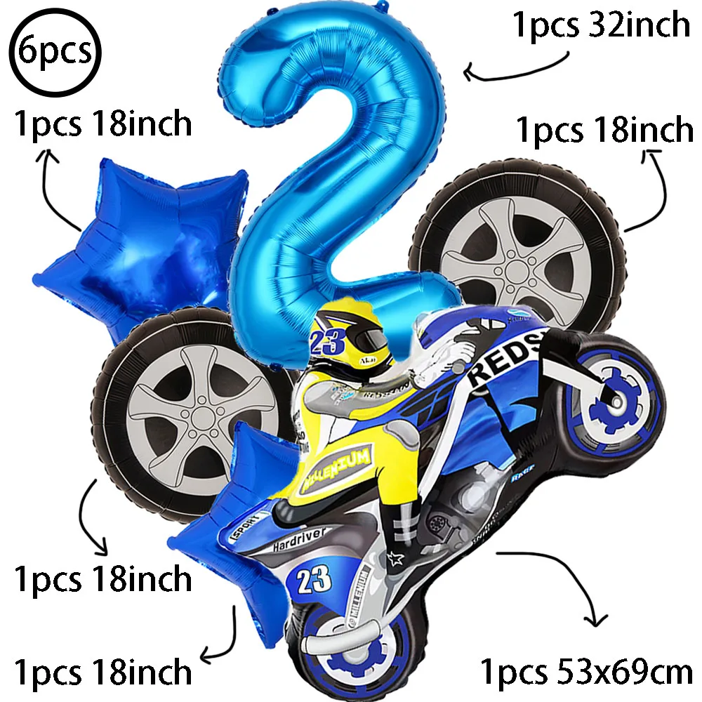 Large Motorcycle Foil Balloons Set Racing Car Balloon Boy Birthday Party Decoration Kids Toys Dirt Bike Motocross Party Supplies