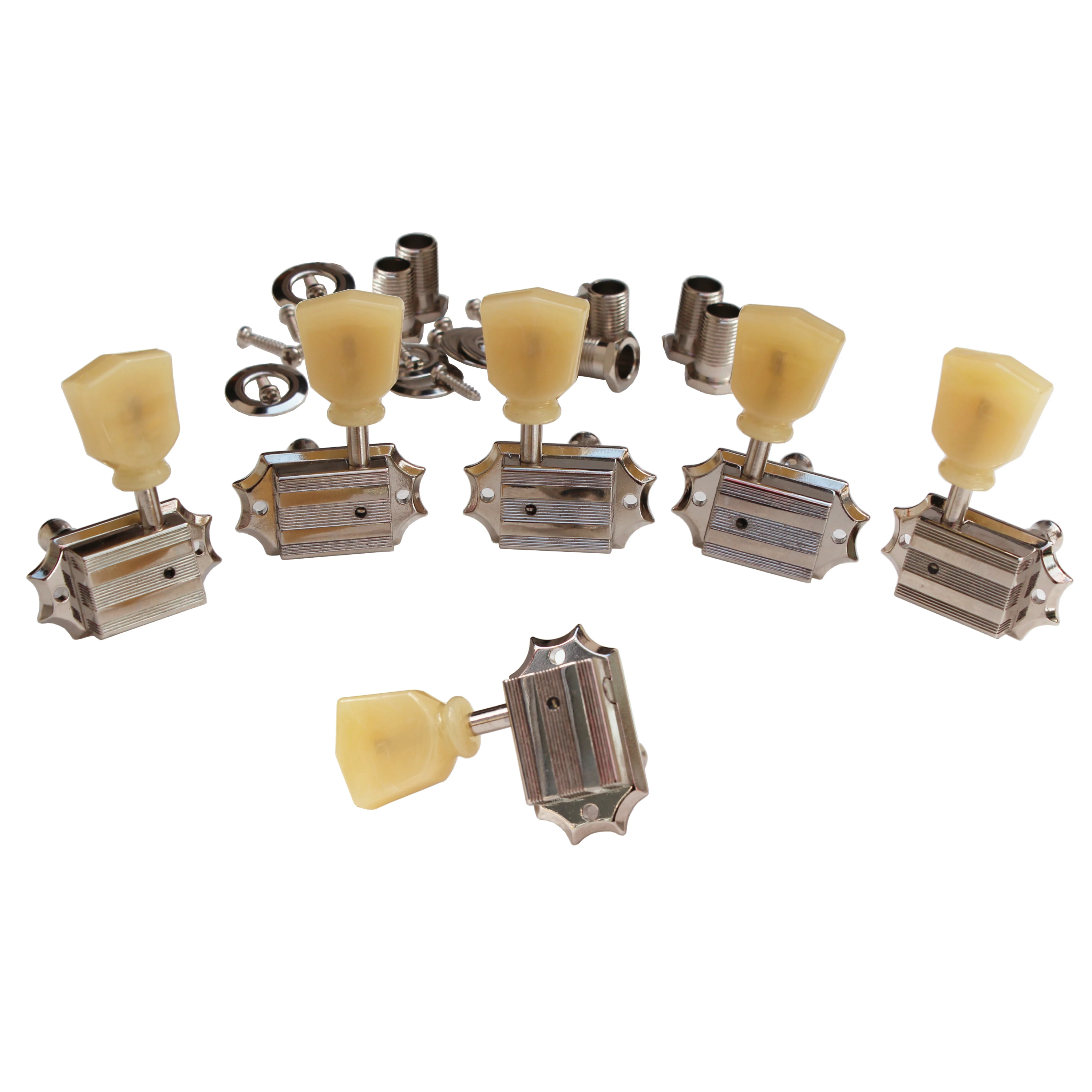 One Set 3R-3L Vintage Deluxe Guitar Machine Heads Tuners In Nickel MADE IN TAIWAN