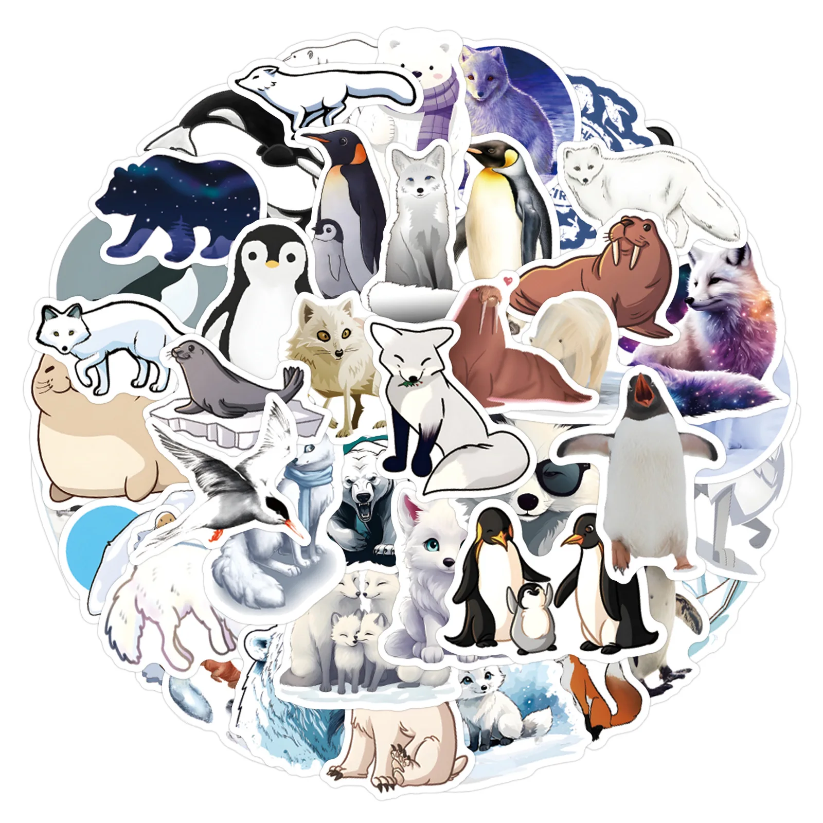 10/60 個かわいいシロクマネコウグイアザラシシロクマ北極動物漫画デカールノートブック電話ギター冷蔵庫子供のおもちゃ