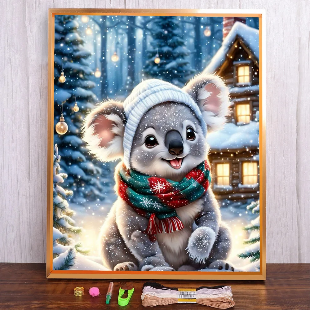 DIY Cross Stitch Kits Cross-stitch Kit Threads For Embroidery Set Christmas Crafts For Adults Cartoon Koala Printed Embroidery