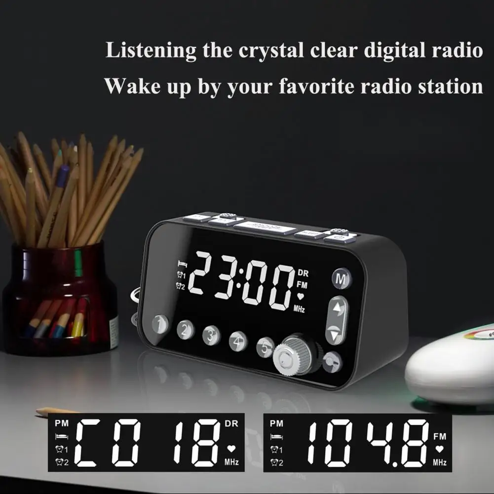 

DAB Radio Helpful Dual USB Ports Folding Antenna Wireless FM/DAB Clock Radio Bedroom Accessories