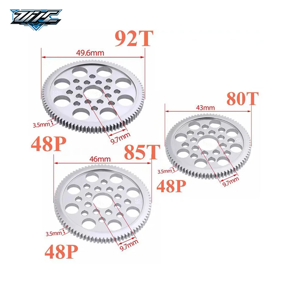 48P RC Metal Spur Gear 80T 85T 92T Pinion Gear for Sakura R31 G31 SCX10 AX10 Traxxas HPI Drift Crawler Car Spare Parts