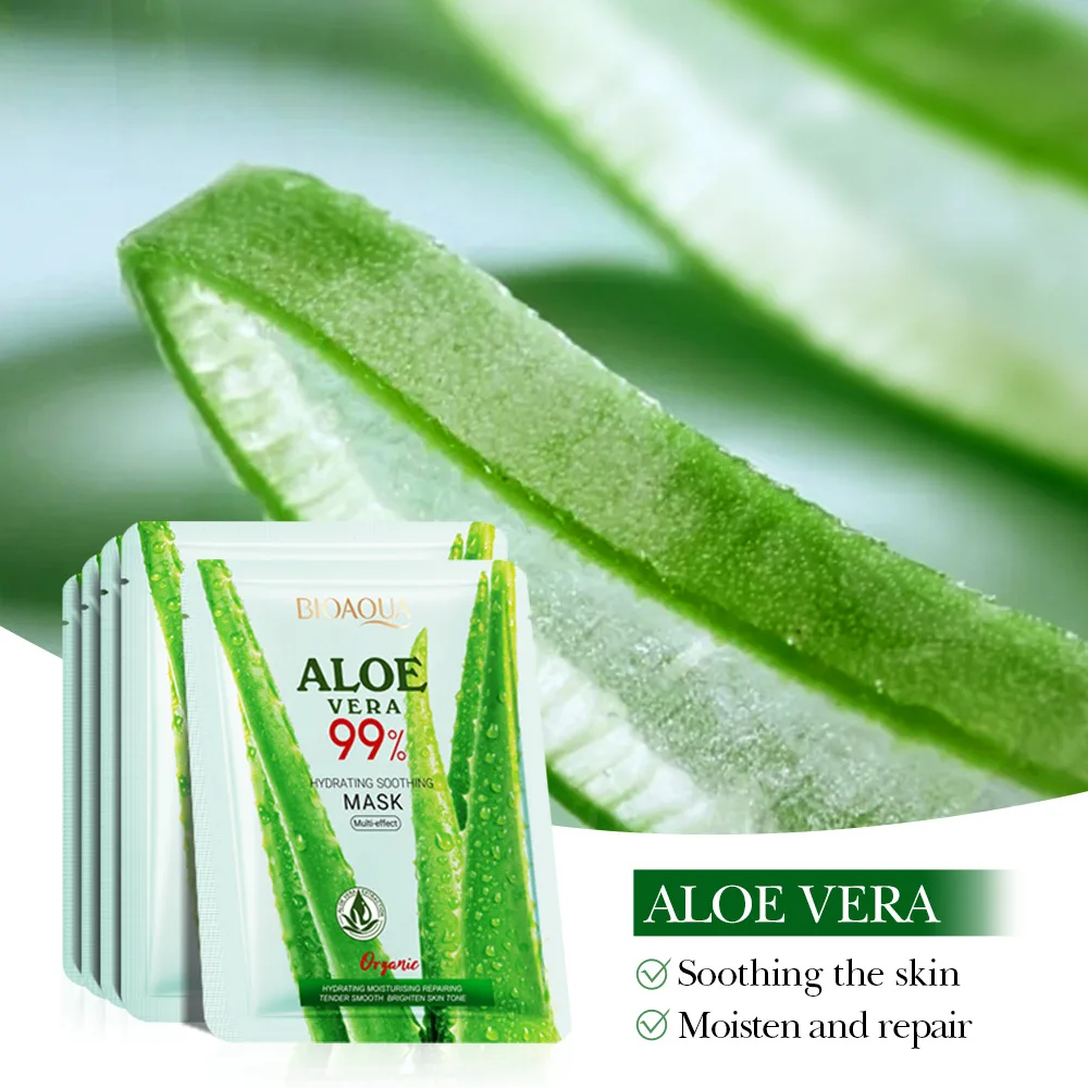 1 Piece BIOAOUA Aloe Hydrating Soothing Facial Mask Moisturizing Preventing Roughness and Dryness Face Mask Sheet Skin Care