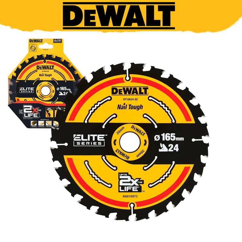 DEWALT DT10624 165 x 20 mm 24 T Hoja de sierra circular de construcción Grado C3 Metal duro Accesorios de herramientas eléctricas de corte rápido