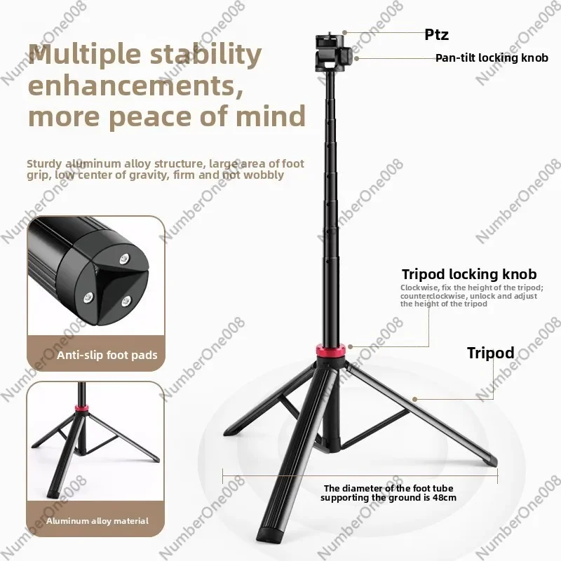 2m Tall Tripod 4-Section Telescopic Portable with Phone Clip Outdoor Camera Stand Heavy Duty