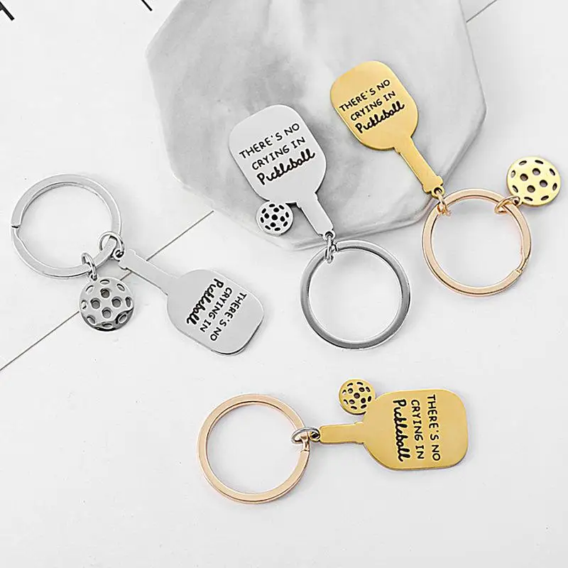 Pickleball Charm Pickleball Paddle Ball Keychain Engraved Letters Key Chain Hangable Ornament Pickleball Jewelry For Backpack